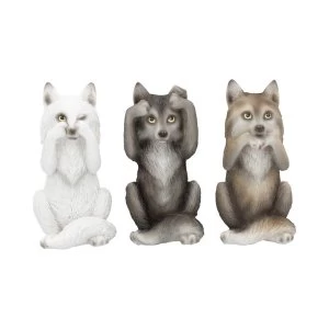 Three Wise Wolves Figurines