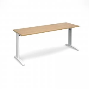 TR10 Straight Desk 1800mm x 600mm - White Frame Oak Top