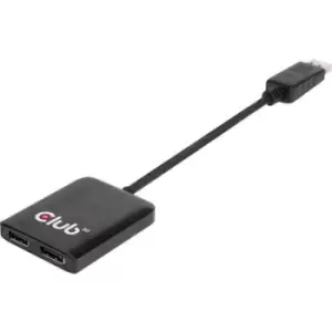 club3D CSV-6200 DisplayPort Adapter [1x DisplayPort plug, USB 3.2 1st Gen port Micro B (USB 3.0) - 2x DisplayPort socket] Black