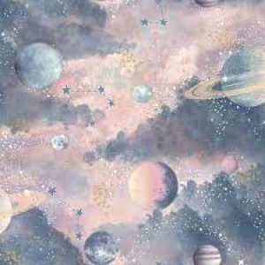 Arthouse Glitter Planets Pink Wallpaper Paper