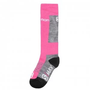 Salomon S Max 2 Pack Ski Socks Junior Girls - Grey/Pink