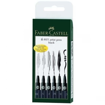 Faber Castell PITT Artist Pen Set Black Set of 6