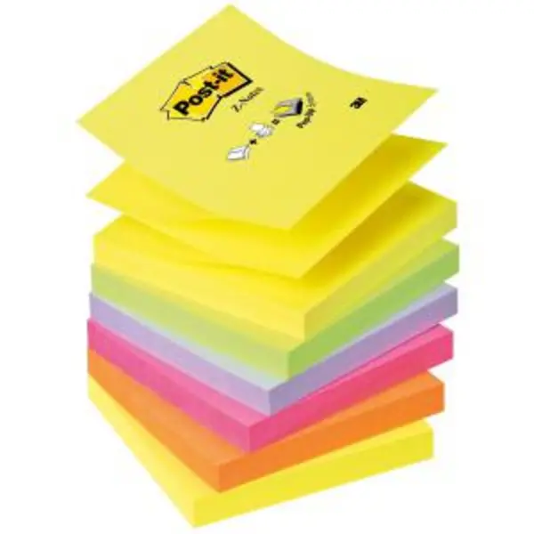 Post-it Z Notes 76x76mm 100 Sheets Neon Rainbow Pack 6 R330-NR - EXR32512TT