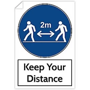 Trodat Health and Safety Sticker Keep your distance PVC 20 x 30cm Pack of 3