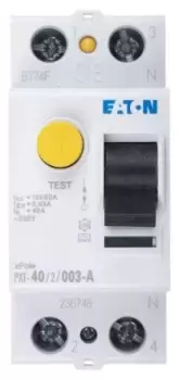 Eaton 1+N, 40A RCD Switch, Trip Sensitivity 30mA, Type A, DIN Rail