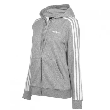 adidas 3 Stripe Zip Fleece Track Hoodie Ladies - Med Grey