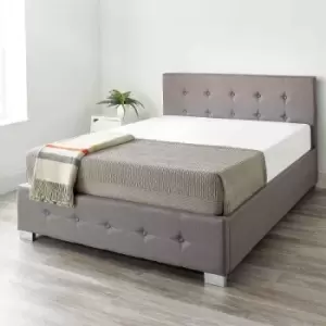 Aspire Upholstered Storage Ottoman Bed In Grey Linen Size Super King