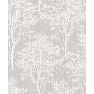 Arthouse Diamond Wood Silver Wallpaper 10.05m x 53cm