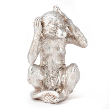 HESTIA Silver Monkey Ornament - Hear No Evil