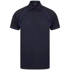 Finden and Hales Mens Performance Piped Polo Shirt (S) (Navy/Royal Blue)