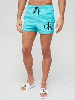 Calvin Klein Logo Swim Shorts - Teal, Size L, Men