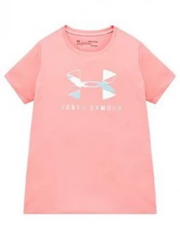 Urban Armor Gear Boys Tech Graphic Big Logo Short Sleeved T-Shirt, Pink/White, Size XS, 5-6 Years