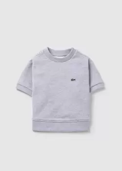Girls' Lacoste Pleated Back Cotton Fleece T-Shirt Size 4 yrs Grey Chine