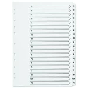 Q-Connect 20-Part A-Z Index Multi-Punched Reinforced Board Clear Tab