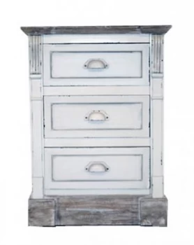 Charles Bentley Shabby Chic Vintage French Style 3 Drawer Bedside Table