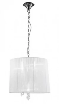 Ceiling Pendant 3+3 Light E14+G9, Polished Chrome with White Shade & Clear Crystal