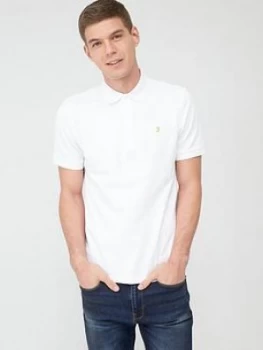 Farah Blanes Pique Polo Shirt - White, Size S, Men