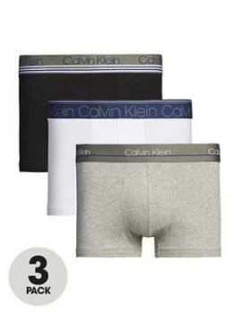 Calvin Klein 3 Pack Trunks - White/Black/Grey, White/Black/Grey, Size S, Men