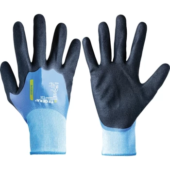 737 Tegera Palm-side Coated Black/Blue Gloves - Size 11