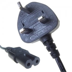 Connekt Gear Black 5A UK Mains Plug Top to IEC C7 Figure of 8 TV Power Cord Cable - 2 Meter