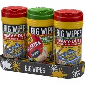Big Wipes 3 Pack Scrub and Clean Antibacterial Heavy Duty Hand Wipes 25% Extra Free