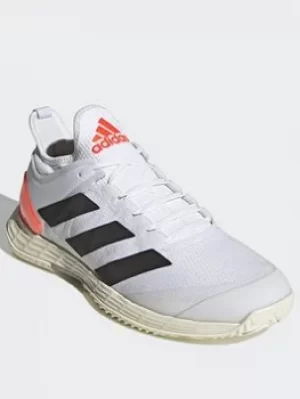 adidas Adizero Ubersonic 4 Tennis Shoes, White/Black/Orange, Size 8, Men