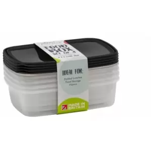 Food Storage Box 1L Set 4 Black Or Teal - 35800 - Wham