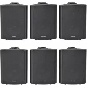 6x 90W Black Wall Mounted Stereo Speakers 5.25' 8Ohm Quality Home Audio Music