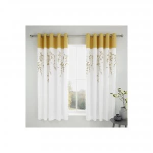 Catherine Lansfield Embroidered Blossom Eyelet Curtains