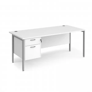 Maestro 25 SL Straight Desk With 2 Drawer Pedestal 1800mm - Silver H f
