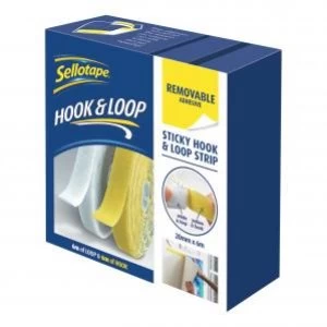 Sellotape 20mm x 6m Removable Sticky Hook and Loop Strip 2055786