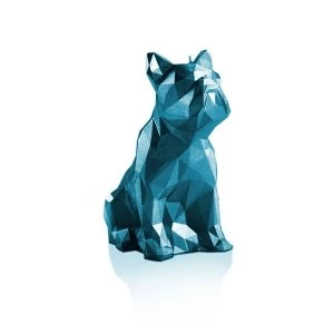 Blue Metallic Low Poly Bulldog Candle
