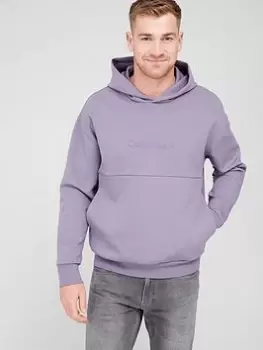 Calvin Klein Comfort Debossed Logo Hoodie, Purple, Size XL, Men