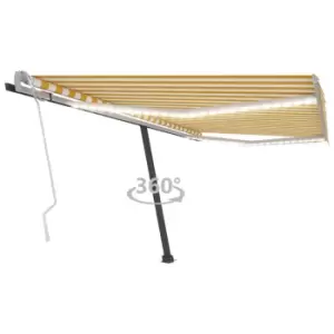 Vidaxl Manual Retractable Awning With LED 450X300 Cm Yellow And White