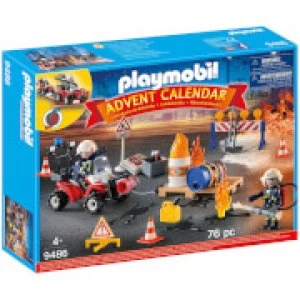 Playmobil Advent Calendar - Construction Site Fire Rescue with Pullback Motor (9486)