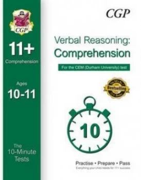 10-Minute Tests for 11+ Comprehension ages 10-11 - Cem Test Hardback
