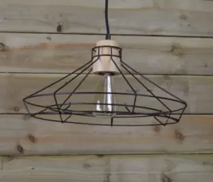 Black Wire Geometric Wooden Hanging Pendant Ceiling Light / Lamp Shade