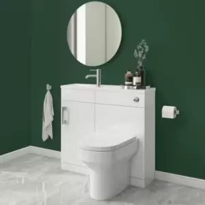 900mm White Cloakroom Toilet and Sink Unit with Chrome Fittings - Ashford