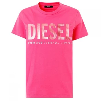 Diesel Logo T Shirt - Pink 3BG