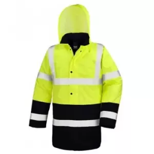 Result - Adults Unisex Core Motorway Two Tone Safety Jacket (l) (Fluorescent Yellow/Black) - Fluorescent Yellow/Black