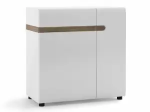 Furniture To Go Chelsea White High Gloss and Truffle Oak 1 Drawer 2 Door Sideboard Flat Packed