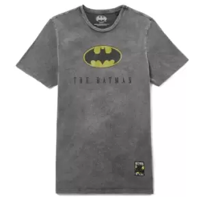 Batman 80th Anniversary Logo T-Shirt - Black Acid Wash - L