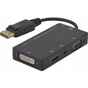 Hypertec 127377-HY video cable adapter DisplayPort DVI-D + VGA (D-Sub) + HDMI Black