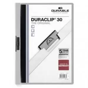 Durable DURACLIP&reg; 30 A4 Grey Pack of 25