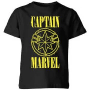 Captain Marvel Grunge Logo Kids T-Shirt - Black - 3-4 Years