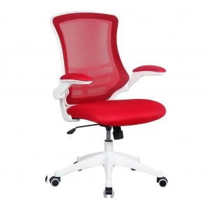 Luna White Frame Designerer Mesh Chair Red