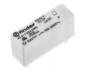 Finder, 24V dc Coil Non-Latching Relay SPDT, 10A Switching Current PCB Mount Single Pole, 43.41.7.024.2000