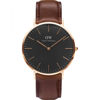 Daniel Wellington Black And Brown 'Classic 40 Bristol RG Black' Watch - DW00100125 - multicoloured
