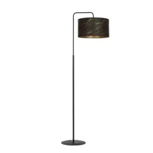 Emibig Broddi Black Floor Lamp with Shade with Black Fabric Shades, 1x E27