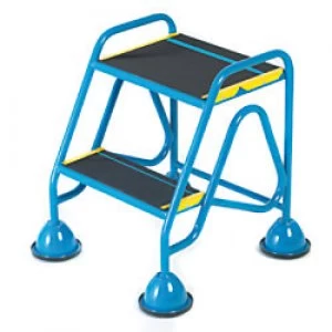 FORT Mobile Ladder with Anti Slip Tread and No Handrail 2 Steps Blue Capacity: 150 kg